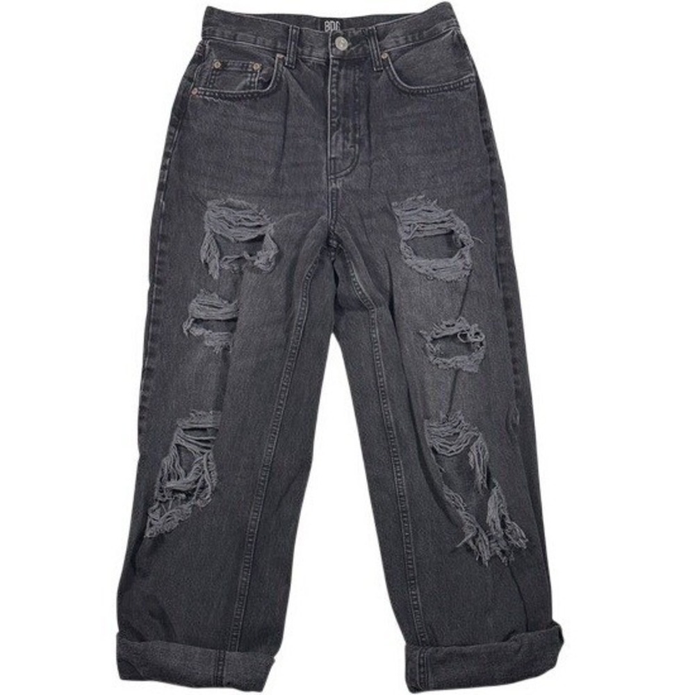 BDG Urban Outfitters High-Rise Baggy Distressed Jeans Faded Black Size 28
